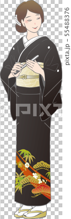 黒留袖姿の女性 55488376