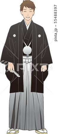 紋付羽織袴を着た男性のイラスト素材 5547