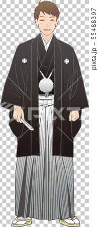 紋付羽織袴を着た男性のイラスト素材 5547