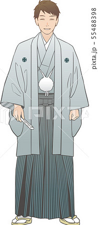 紋付羽織袴を着た男性のイラスト素材 5548