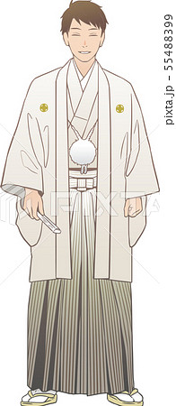 紋付羽織袴を着た男性のイラスト素材 5549
