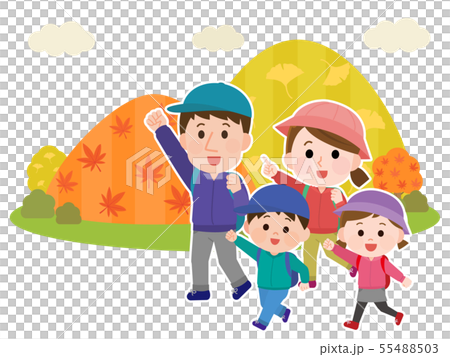 家庭秋天山遠足例證02 55488503