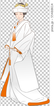 Vector illustration of a woman wearing a scarlet white indigo (corner hidden) Vector illustration of a woman wearing a scarlet white indigo (corner hidden) 55488614