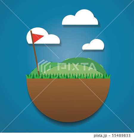 golf flag on the green field vector. golf flag on the green field vector. 55489833