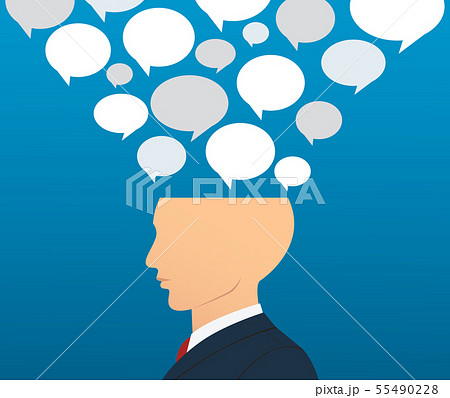 businessman head with chat box  55490228