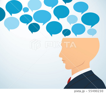 businessman head with chat box  55490230
