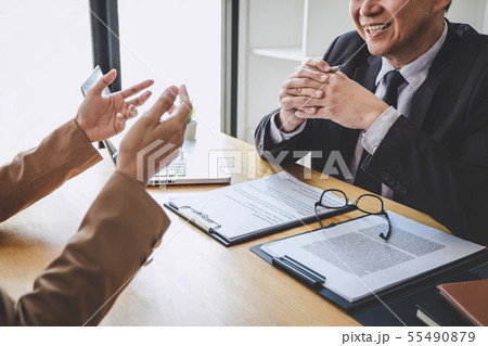 Job interview, Senior selection committee manager 55490879
