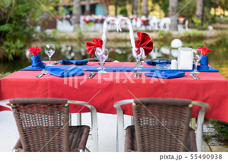A beautifully laid table for honeymooners 55490938