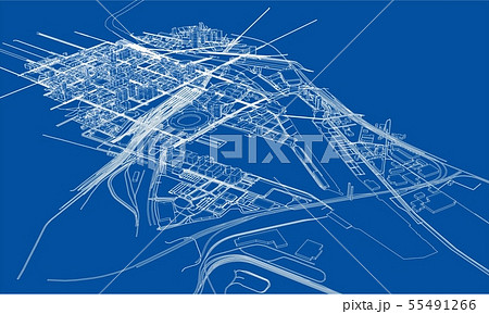 Outline city concept. Wire-frame style 55491266