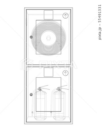 Firefighter tool in fire hose cabinet. Vector 55491331