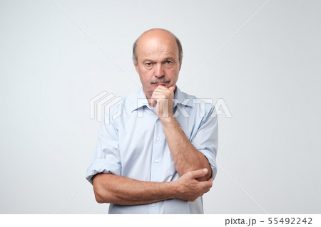 Closeup portrait of sleepy mature man  55492242