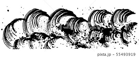 波しぶき 毛筆イラスト 手書きのイラスト素材