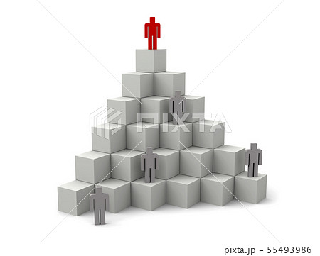 ブロックのピラミッドに立つのイラスト素材