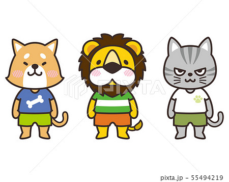 動物のキャラクター 犬 ライオン 猫のイラスト素材