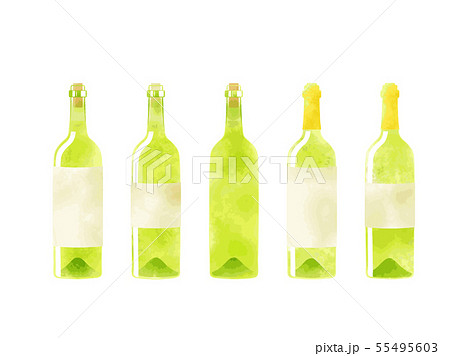 ワインボトルのイラストのイラスト素材 55495603 Pixta
