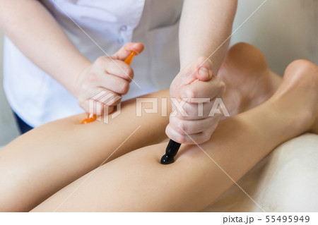 Foot massage. Caviar muscle massage. Acupressure 55495949