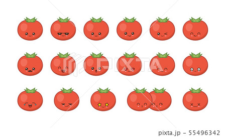 Tomato cute kawaii mascot. Set kawaii food faces 55496342