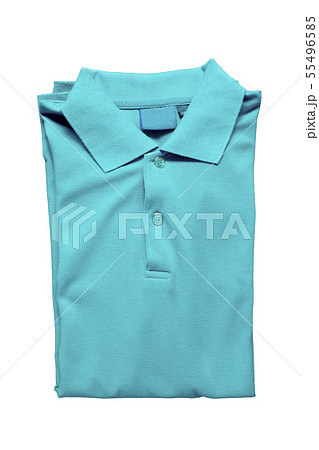 Top view of blue polo shirt on a white background Top view of blue polo shirt on a white background 55496585