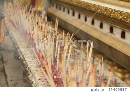 Worshiping Buddhist worship With incense candle 55496957