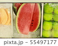 Cantaloupe,  watermelon and guava in chilled glass 55497177