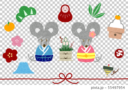 手描き 年賀状イラスト素材 賀詞なし 2020 手描き 年賀状イラスト素材 賀詞なし 2020 55497954