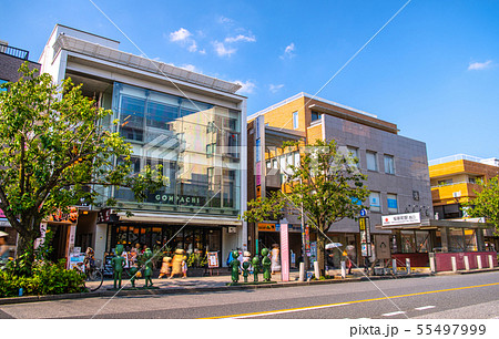 日本の東京都市景観 東急電鉄 桜新町駅(西口)などを望む(親子連れ) 日本の東京都市景観 東急電鉄 桜新町駅(西口)などを望む(親子連れ) 55497999