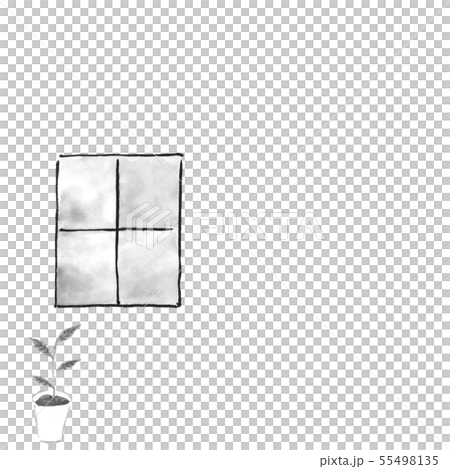 Window and houseplant (hand-drawn illustration of ink) 55498135
