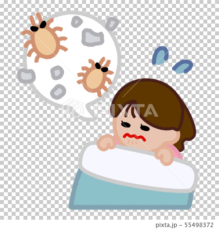 ダニに悩む女性 カットイラスト 55498372