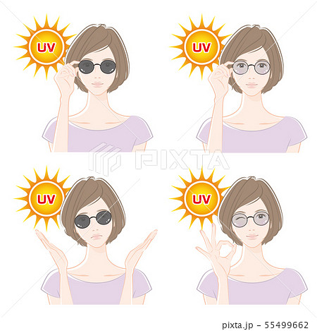 紫外線対策をする女性のイラスト 55499662