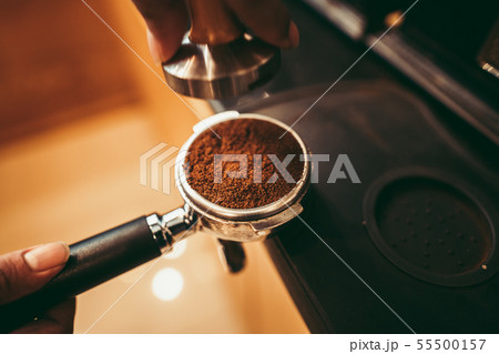 Hot Coffee in the cafe Coffee cup in the cafe bar 55500157