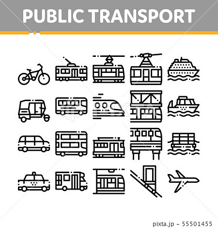 Collection Public Transport Vector Line Icons Set Collection Public Transport Vector Line Icons Set 55501455
