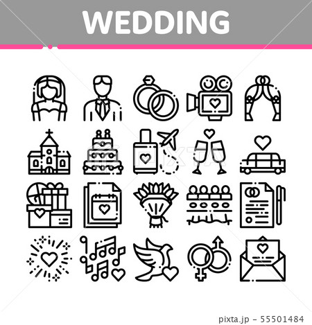Collection Wedding Vector Thin Line Icons Set Collection Wedding Vector Thin Line Icons Set 55501484