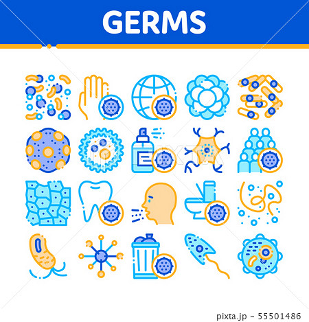 Collection Bacteria Germs Vector Sign Icons Set 55501486