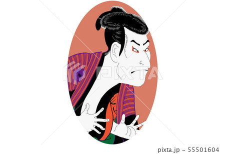 東洲斎写楽イメージ三代目大谷鬼次の江戸兵衛明るいバージョン楕円 55501604