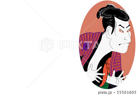 東洲斎写楽イメージ三代目大谷鬼次の江戸兵衛明るいバージョン楕円 55501605