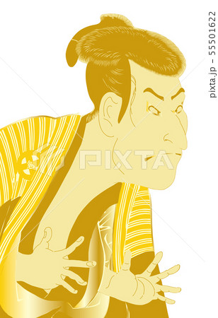 東洲斎写楽イメージ三代目大谷鬼次の江戸兵衛金白バック 東洲斎写楽イメージ三代目大谷鬼次の江戸兵衛金白バック 55501622