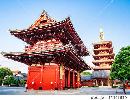 浅草寺　宝蔵門と五重塔 55501659