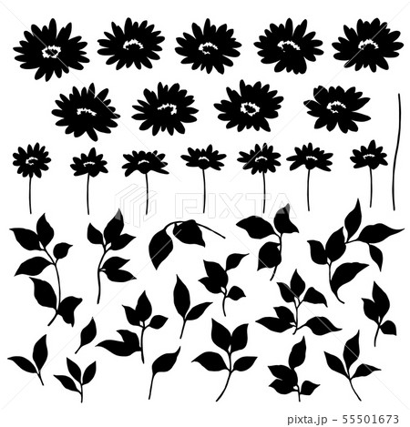 花のシルエット素材のイラスト素材