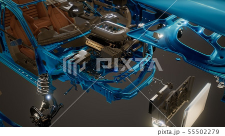Disassembled Car with Visible Parts Disassembled Car with Visible Parts 55502279