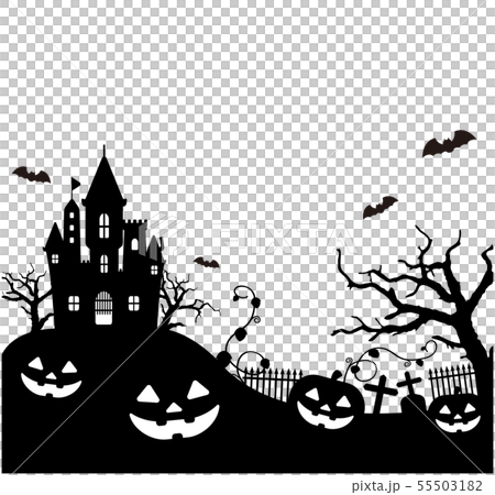 ハロウィン ハロウィーン 背景イラスト 縦長 白黒 のイラスト素材