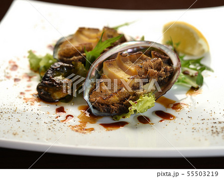 アワビの鉄板焼き 55503219