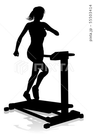 Gym Woman Silhouette Treadmill Running Machine 55503414