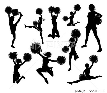 Cheerleader Pom Poms Silhouettesのイラスト素材