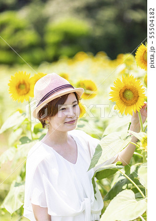 30代女性　ひまわり畑 55504182