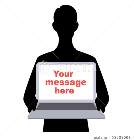 シルエット パソコン 男性 提案のイラスト素材 シルエット パソコン 男性 提案のイラスト素材