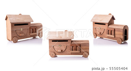 Vintage handcraft mailbox made from old wood without paint isolated on white 55505404