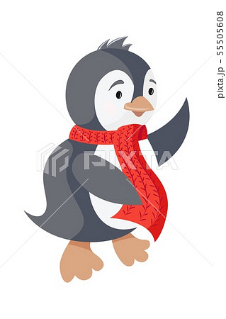Cute penguin icon in side standing pose isolated on white background 55505608