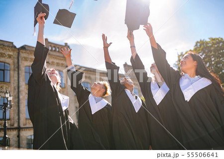 Graduates saying goodbye to their university life. Graduates saying goodbye to their university life. 55506641
