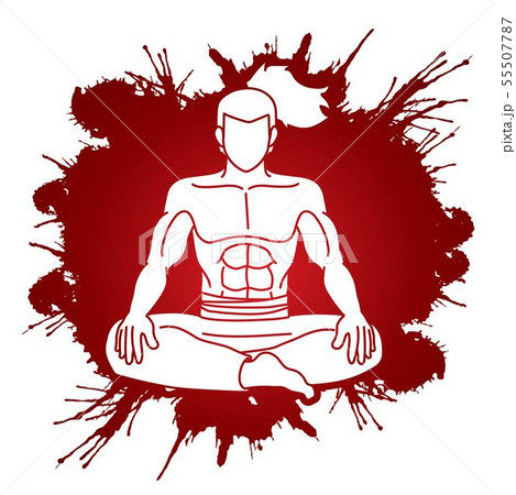 Samurai warrior sitting cartoon graphic vector. 55507787