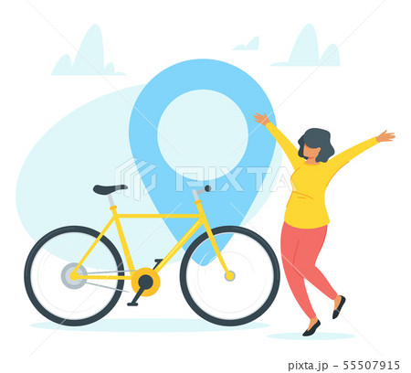 Happy bicycle owner vector illustration 55507915